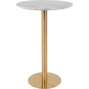 Bolzano Bartisch Ø70cm Marmoroptik Messingbeine weiß Bar Tisch Hochtisch rund