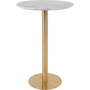 Bolzano Bartisch Ø70cm Marmoroptik Messingbeine weiß Bar Tisch Hochtisch rund