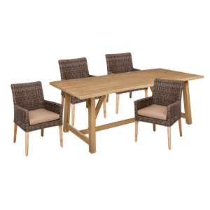 5-tlg. Tischgruppe OAKLAND Set Garten Sitzgruppe Sessel Tisch Outdoor Möbel Holz