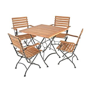 5-tlg. Holz Tischgruppe WIEN Garten Möbel Sitzgruppe Sitzgarnitur Gartenset Set