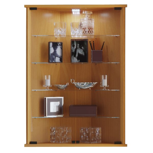 Vitrinenschrank Glas Wandschrank Vitrine Eckschrank Hängeschrank Buche Dekor