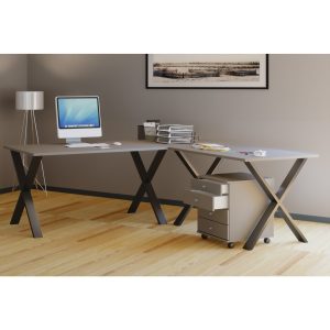 Eckschreibtisch Computer Schreibtisch Arbeitstisch PC Tisch Bürotisch grau