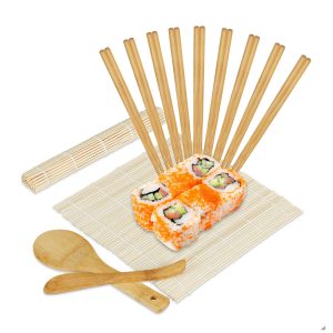 relaxdays Sushi Set Bambus