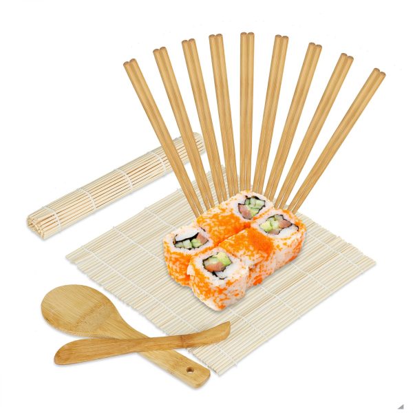 relaxdays Sushi Set Bambus