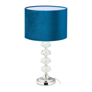 relaxdays Tischlampe Kristall und Samt in Blau