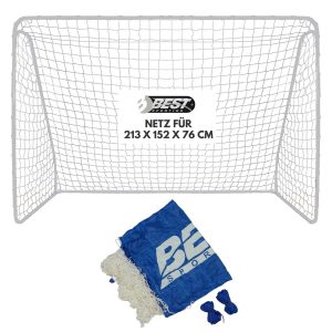 Best Sporting Tornetz für Fußballtor I Tornetz mit Best Sporting Logo I Hochwertiges Tornetz passend für Tore mit den Abmessungen 213 x 152 x 76 cm I Fussball Tornetz Blau Weiß