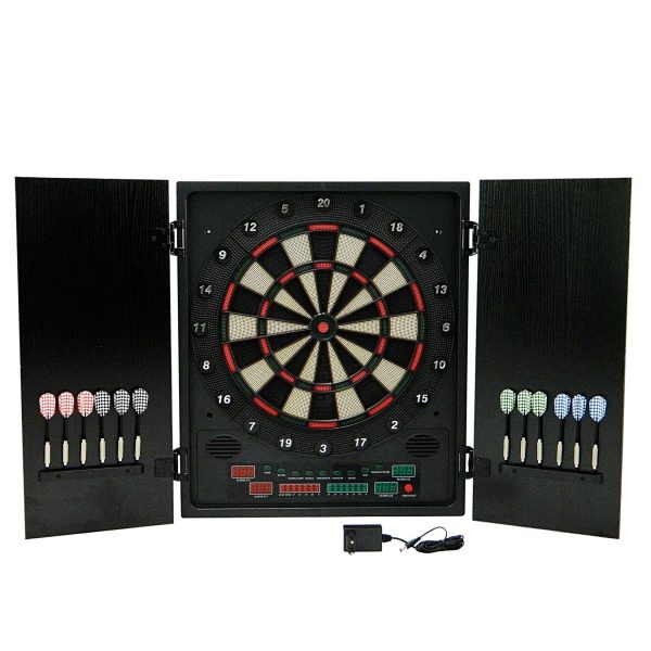 Best Sporting Dartscheibe elektronisch Glasgow I elektronische Dartscheibe mit LED-Anzeigen I E-Dartscheibe mit 12 Dartpfeilen & Ersatzspitzen I Dartboard Kabinett I Dart für 8 Spieler