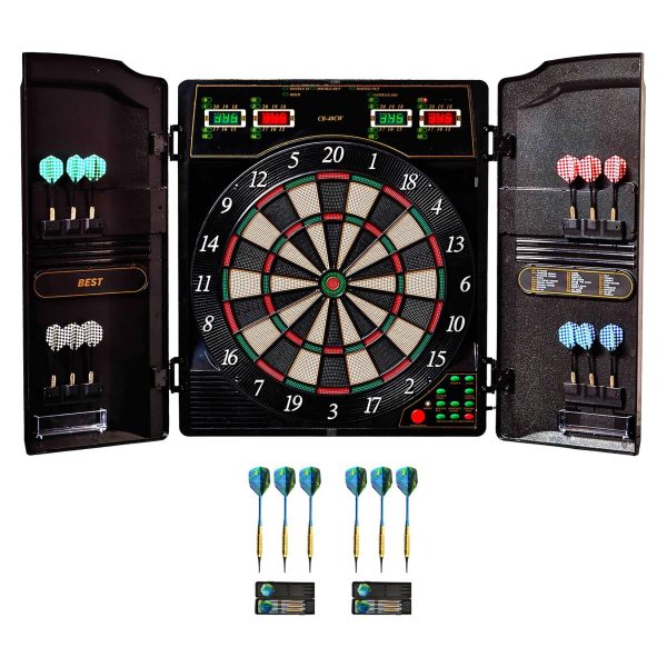 Best Sporting elektronische Dartscheibe OXFORD Kabinett Dartboard mit hochwertigen 18 g Pfeilen