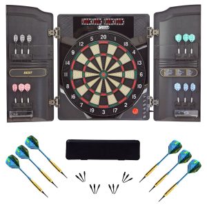 Best Sporting Dart Set Oxford 2.0 mit 18 Dartpfeilen/Ersatzspitzen & Etui I Dartscheibe elektronisch im hochwertigen Set I elektronische Dartscheibe mit Zubehör I Dart Kabinett mit Zubehör