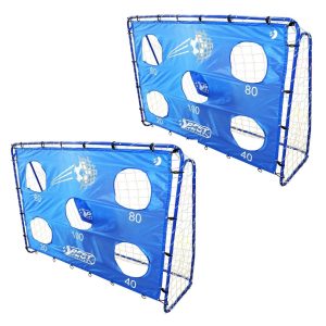 Best Sporting 2 x Fußballtor inklusive Torwand Blau mit 5 Schusslöchern