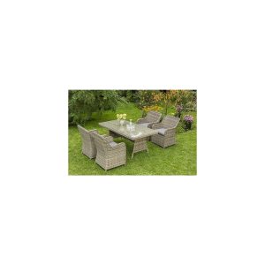 Merxx Gartenmöbel Set 9tlg. Sitzgruppe Garnitur Riviera 4xSessel Tisch 180x90 cm