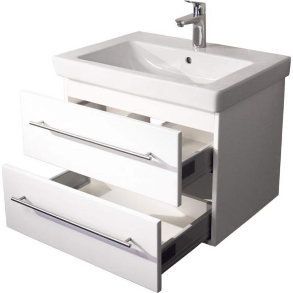 Badmöbel inkl. Villeroy & Boch Waschbecken Subway 2.0 65cm weiß Hochglanz