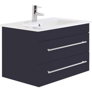 Badmöbel inkl. Villeroy & Boch Waschbecken Venticello 80cm anthrazit seidenglanz