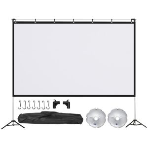 HOMCOM Filmleinwand mit Tasche weiß 253L x 41B x 202H cm   filmleinwand  projektionsleinwand 16:9 beamer leinwand  100 zoll