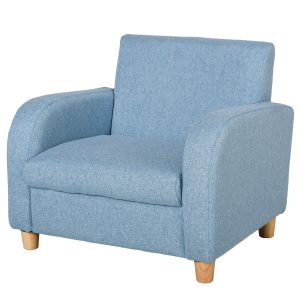 HOMCOM Kindersessel mit Holzfüßen blau 49L x 45B x 44