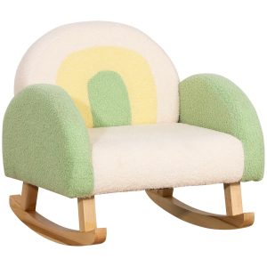 HOMCOM Kindersofa mit Schaukelfunktion grün 50L x 45B x 50H cm   schaukelstuhl für kleinkinder  kindersessel  kindercouch  babysitz