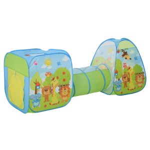 HOMCOM Pop-up Kinderspielzelt bunt 230 x 74 x 93 cm (LxBxH)   Kinderzelt Kinder Spielzelt mit Tunnel Kinderhaus