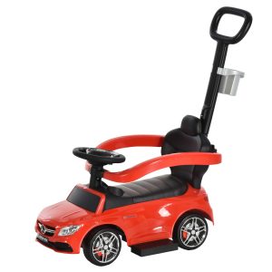 HOMCOM Rutschauto mit Schub- und Haltestange 84 x 40 x 83 cm (LxBxH)   Kinder Rutscherfahrzeug Kids Rutscher Lauflernhilfe