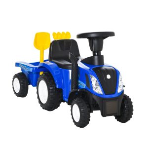 HOMCOM Rutscheauto mit Anhänger und Zubehör blau 91L x 29B x 44H cm   Rutscheauto Kinderfahrzeug Lauflernhilfe Fahrzeug Spielzeug