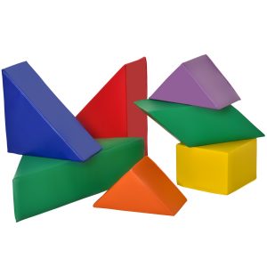 HOMCOM Geometrische Bausteine im 7er Set bunt 80× 80 ×20 cm (LxBxH)   Softbausteine Schaumstoff Bauspielzeug Riesenbausteine