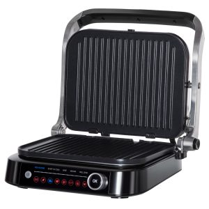 HOMCOM Elektrogrill mit 8 Kochprogrammen schwarz 38L x 33B x 20H cm   elektrogrill  kontaktgrill  optigrill  tischgrill  multi-funktionen