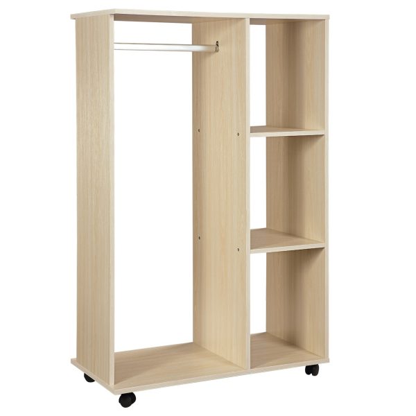 HOMCOM Mobiler Kleiderschrank mit integrierter Kleiderstange 80 x 40 x 128 cm (BxTxH)   Kleiderschrank Gaderobe Gaderobenständer