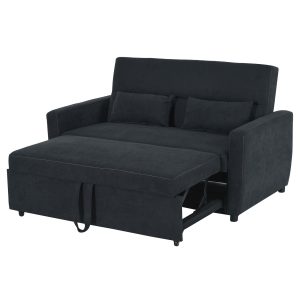 HOMCOM Schlafsofa als ausklappbarer 2-Sitzer dunkelgrau 148 x 82 x 89 cm (BxTxH)   Sofabett Sofa mit Schlaffunktion Klappsofa Gästebett