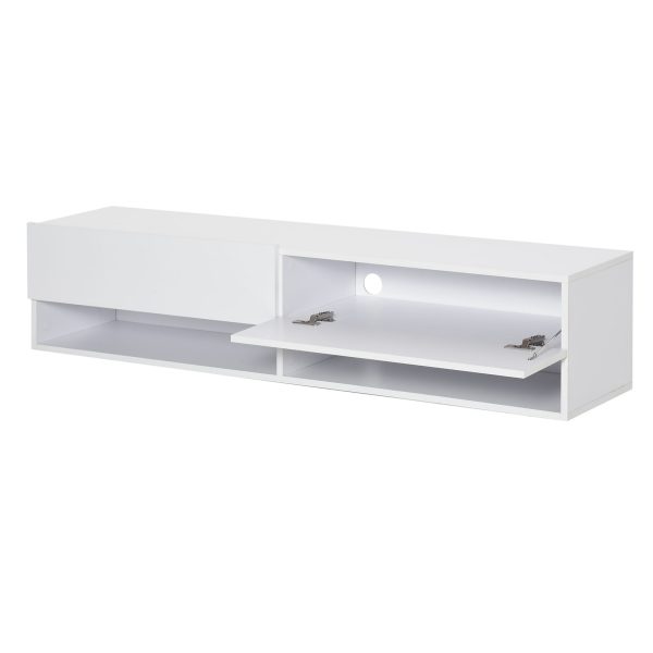 HOMCOM TV-Schrank mit 4 Fächern weiß 140 x 32 x 31 cm (BxTxH)   Kommode Sideboard Low board Hängeschrank