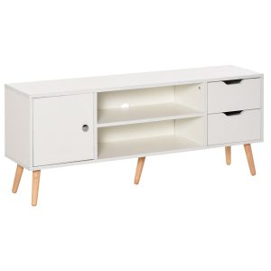 HOMCOM TV Lowboard mit Schubladen weiß 120 x 28 x 44 cm (LxBxH)   Fernsehschrank TV Kommode Fernsehtisch Sideboard