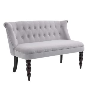 HOMCOM Sofa mit ornament Beinen grau 120L x 67B x 78H cm   2-sitzer sofa  stoffsofa  polstersofa  sitzmöbel  loveseat  vintage