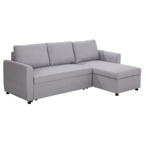 HOMCOM Ecksofa mit Chaiselongue grau 217B x 134T x 85H cm   Ecksofa Stoffsofa Eckcouch Sofa Couch Wohnzimmer mit Polsterung