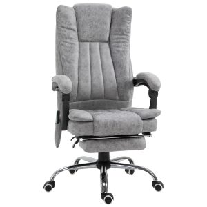 HOMCOM Bürostuhl mit Massage und Heizfunktion grau 62 x 67 x 113-120 cm (LxBxH)   Chefsessel Massagesessel Bürosessel PC-Stuhl