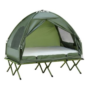 Outsunny Campingbett 4 in 1 Set grün 193 x 136 x 178 cm (LxBxH)   Feldbett 4in1 Camping Set Komplettset Zeltliege