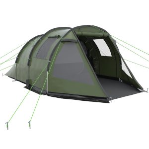 Outsunny Campingzelt mit Reißverschluss und Doppeltüren grün 475L x 264B x 172H cm   tunnelzelt campingzelt familienzel gruppenzelt mit zwei räumen