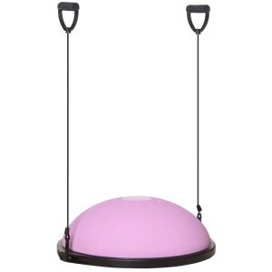 HOMCOM Balanceball mit Gummiseil violett 64L x 64B x 20H cm   halber gymnastikball  yoga balance trainer ball  yoga hemisphäre