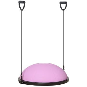 HOMCOM Balanceball mit Gummiseil violett 64L x 64B x 20H cm   halber gymnastikball  yoga balance trainer ball  yoga hemisphäre