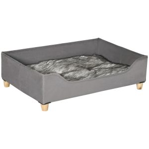 PawHut Hundebett mit Kissen grau 81L x 56B x 23