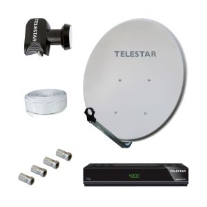 Sat Antenne Komplett Set 60cm Spiegel TwinLNB 50m Kabel HD Receiver