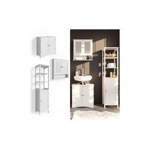 Vicco 3er Badmöbel Set Bianco Spiegelschrank Waschtischunterschrank Hochschrank Badezimmermöbel Set im Landhausstil