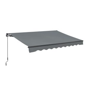 Juskys Markise 250 x 200 cm für Terrasse & Balkon - mit Kurbel & Halterung - Gelenkarmmarkise Grau