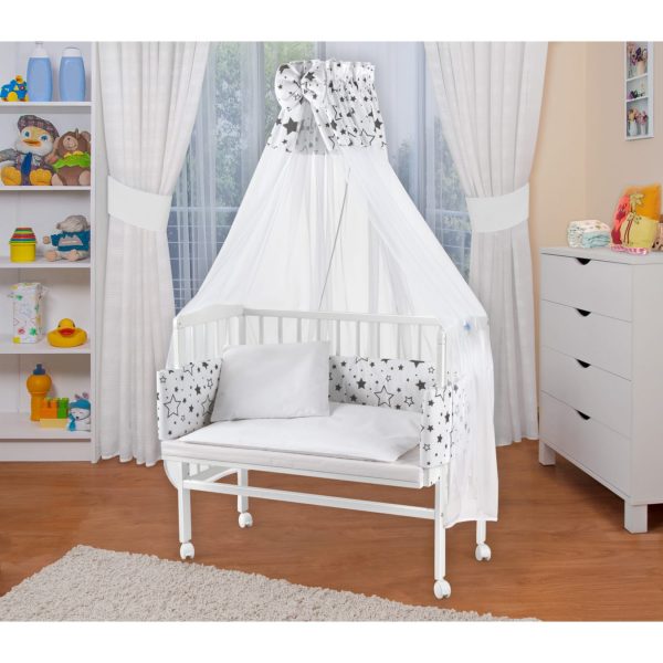 WALDIN Baby Beistellbett mit Matratze und Nestchen