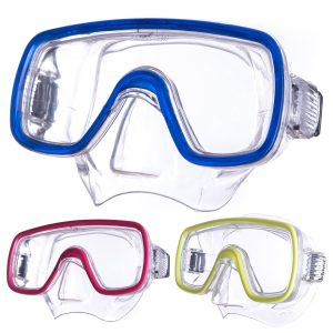 SALVAS Kinder Tauchmaske Domino Schnorchel Taucher Schwimm Brille Maske Mit Nase Farbe: gelb