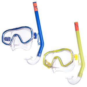 SALVAS Kinder Set Easy Tauchmaske + Schnorchel Taucher Maske Schwimm Brille Farbe: blau