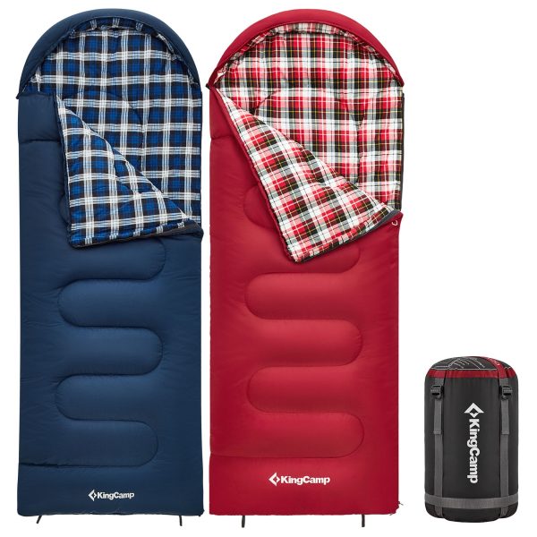 KINGCAMP Kinderschlafsack Cloud 300 Winter Decken Schlafsack XL Breit Baumwolle Farbe: red