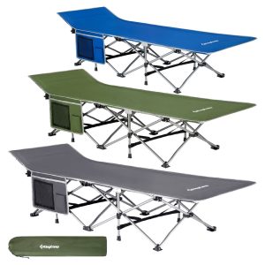 KINGCAMP Feldbett XL Outdoor Camping Liege Klappbett Gäste Bett Stahl 190x67 cm Farbe: Silver/Royal Blue