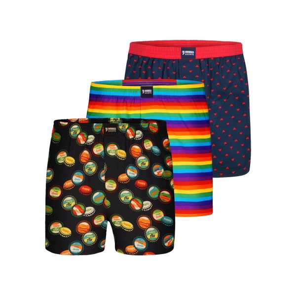 Happy Shorts Herren 3-Pack Boxershorts Motivprint 1er Pack