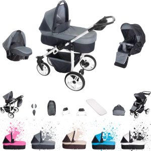 Bebebi Zürich   3 in 1 Kombi Kinderwagen Set   Luftreifen   Farbe: Pilatus