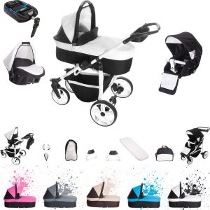 Bebebi Zürich   4 in 1 Kinderwagen Komplettset   ISOFIX Basis   Hartgummireifen   Farbe: Matterhorn