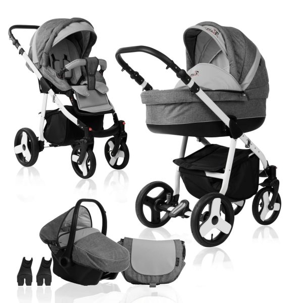 Bebebi Fizzy   3 in 1 Kombi Kinderwagen Set   Hartgummireifen   Farbe: Stone