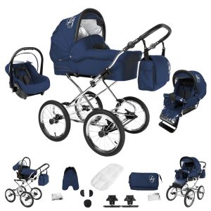 Bebebi Loving   3 in 1 Kombi Kinderwagen Set   Nostalgie Kinderwagen   Farbe: Blue Ardent Peak